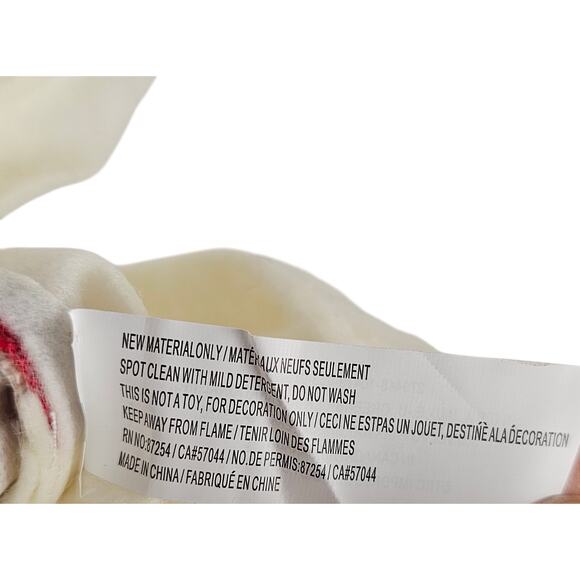 Plaid Snowflake Christmas Stocking 15" Red Beige Button Accent Hanging Loop - Picture 7 of 11